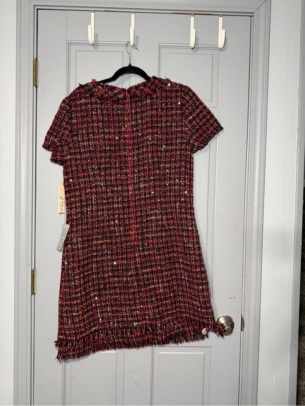 Eliza J Pink, Black and Red Tweed Shift Dress - Picture 3 of 5